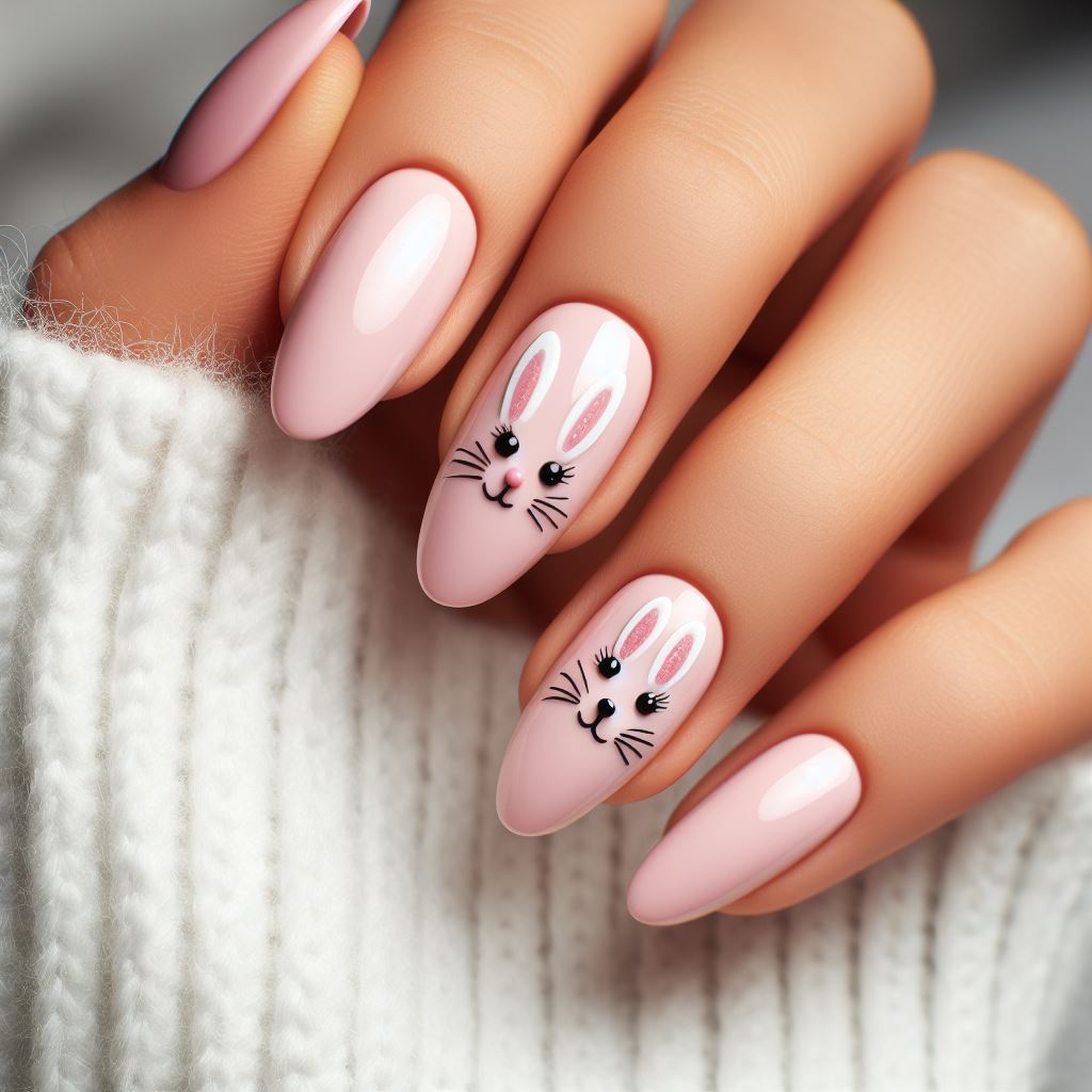 soft Pink Bunny Nails